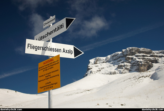 Signs towards the shooting range