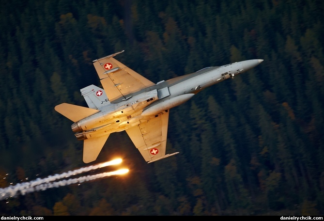 F/A-18C Hornet shooting flares
