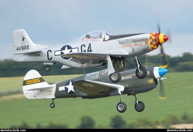 Curtis P-40 Kittyhawk and P-51 Mustang