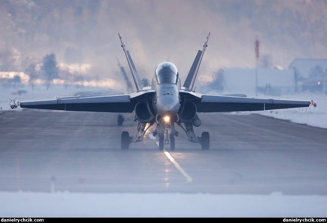 F/A-18D Hornet in the fog
