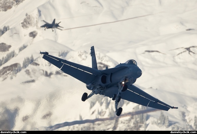 Two F/A-18 Hornets on Meiringen approach