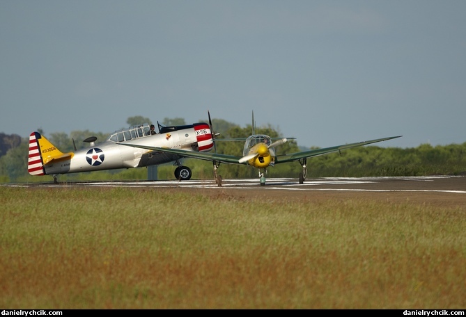T-6 Texan waiting for Nord 1101 to takeoff