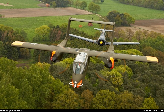 OV-10B Bronco and AT-6 Texan formation